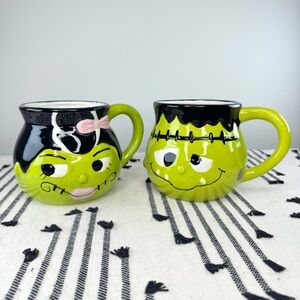 NEW B Harbor Bride and Frankenstein Halloween Mugs